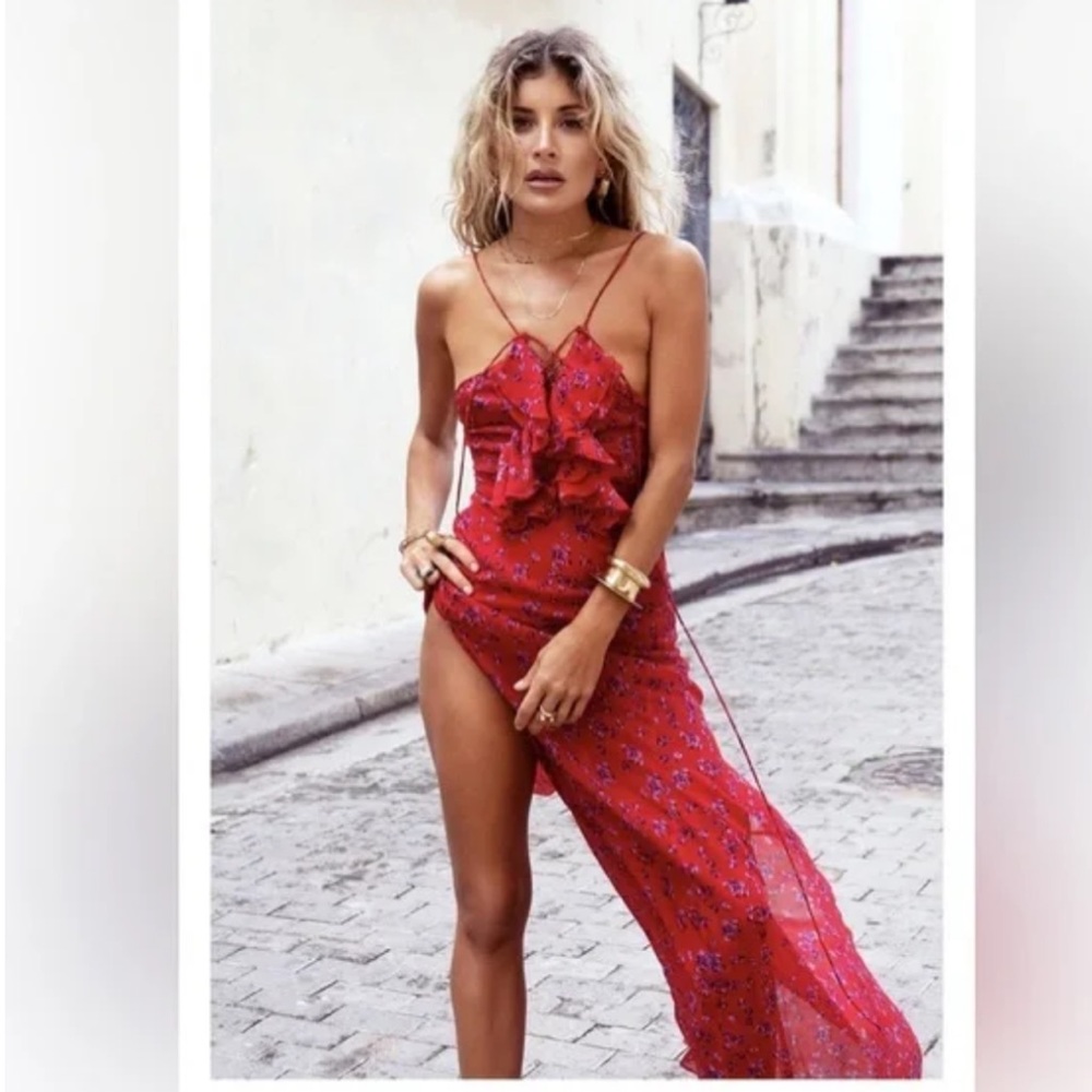 Rat & Boa red floral maxi dress